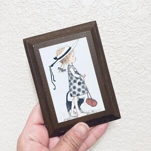 Adorable vintage 70s Holly Hobbie  wooden plaque wall hanging retro cottage cat